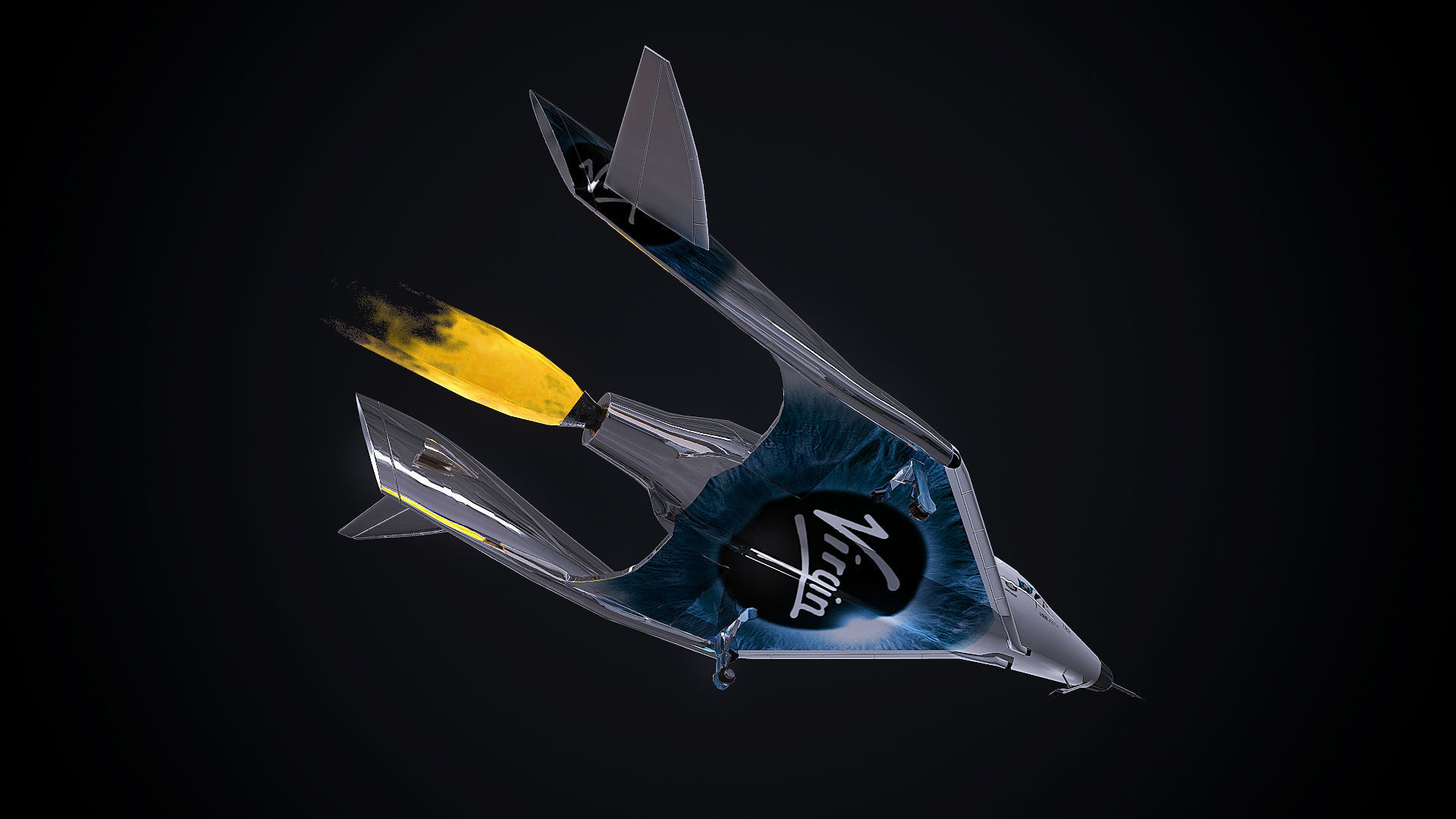 Virgin galactic spaceship Low-poly 3D model_11