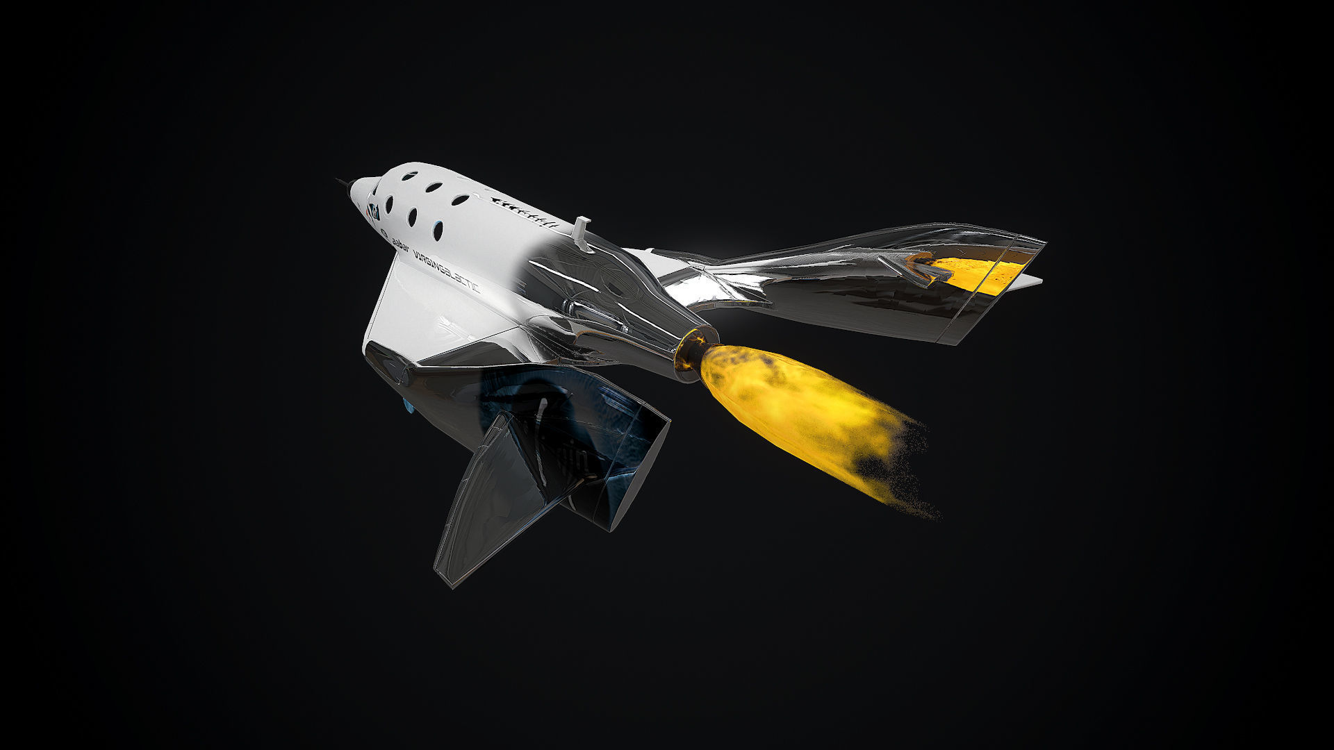 Virgin galactic spaceship Low-poly 3D model_10