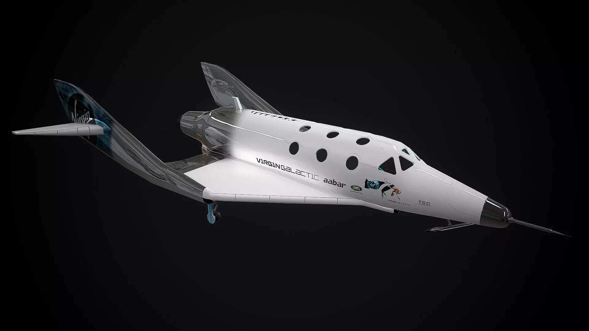Virgin galactic spaceship Low-poly 3D model_0