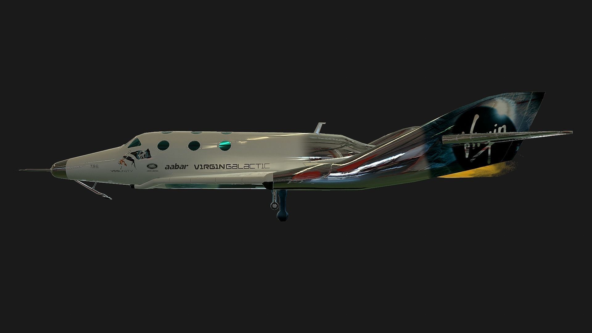 Virgin galactic spaceship Low-poly 3D model_25