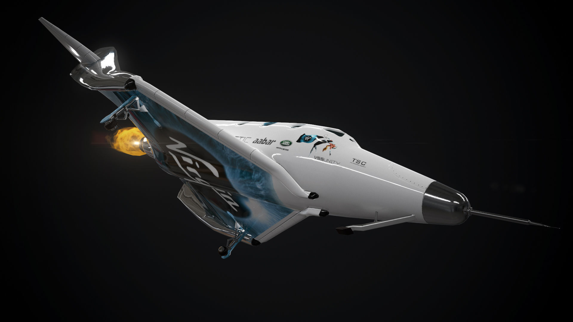 Virgin galactic spaceship Low-poly 3D model_12