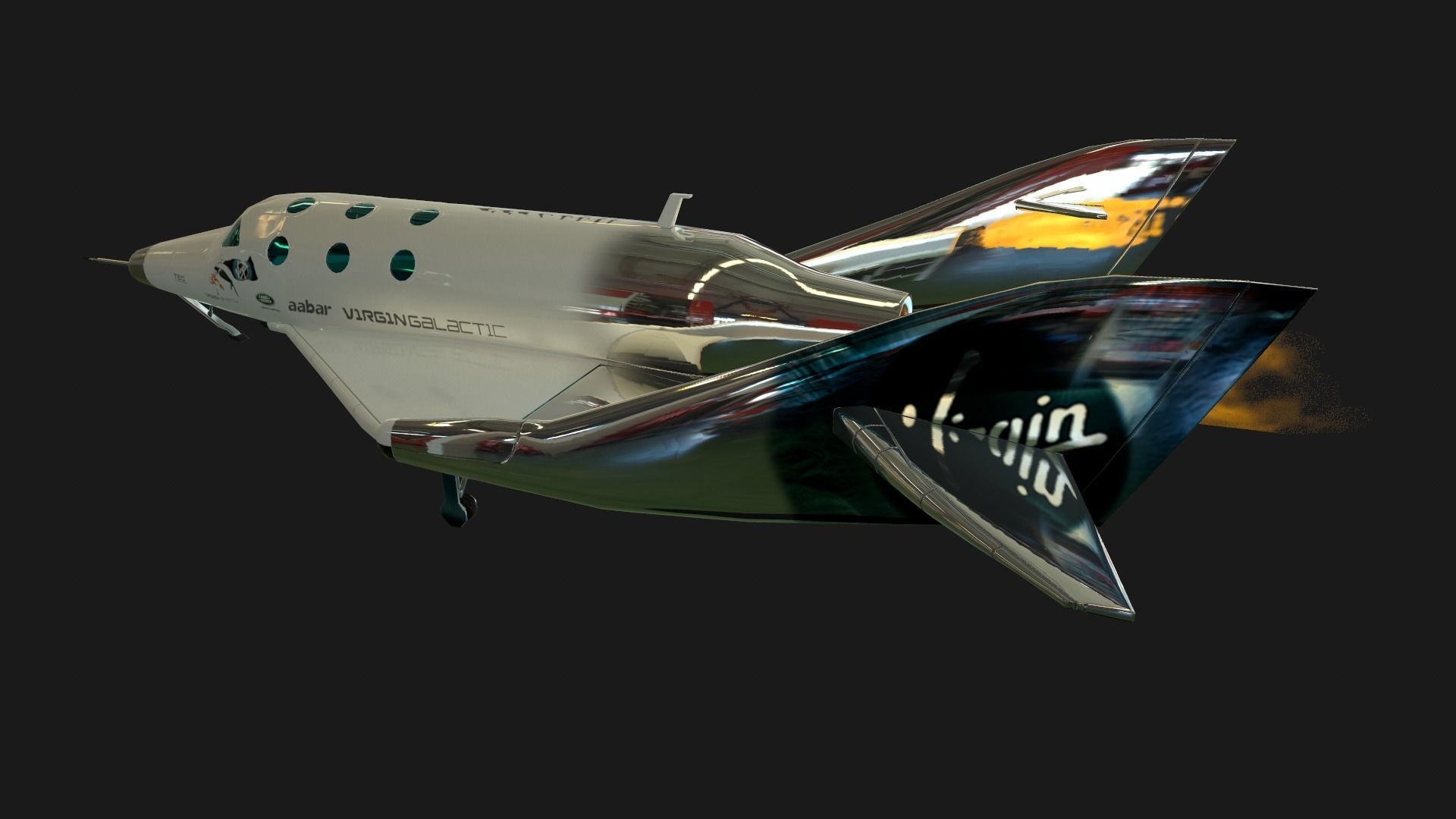 Virgin galactic spaceship Low-poly 3D model_19
