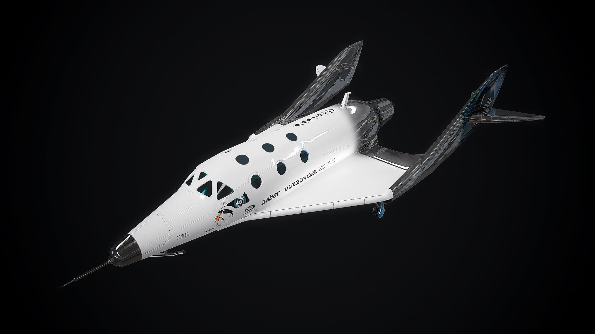 Virgin galactic spaceship Low-poly 3D model_4