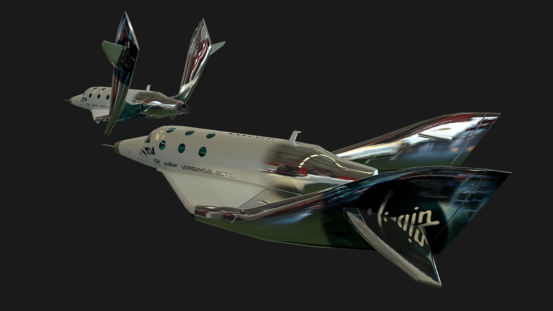Virgin galactic spaceship Low-poly 3D model_34