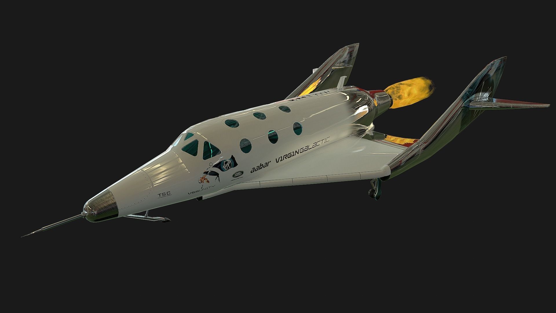 Virgin galactic spaceship Low-poly 3D model_22