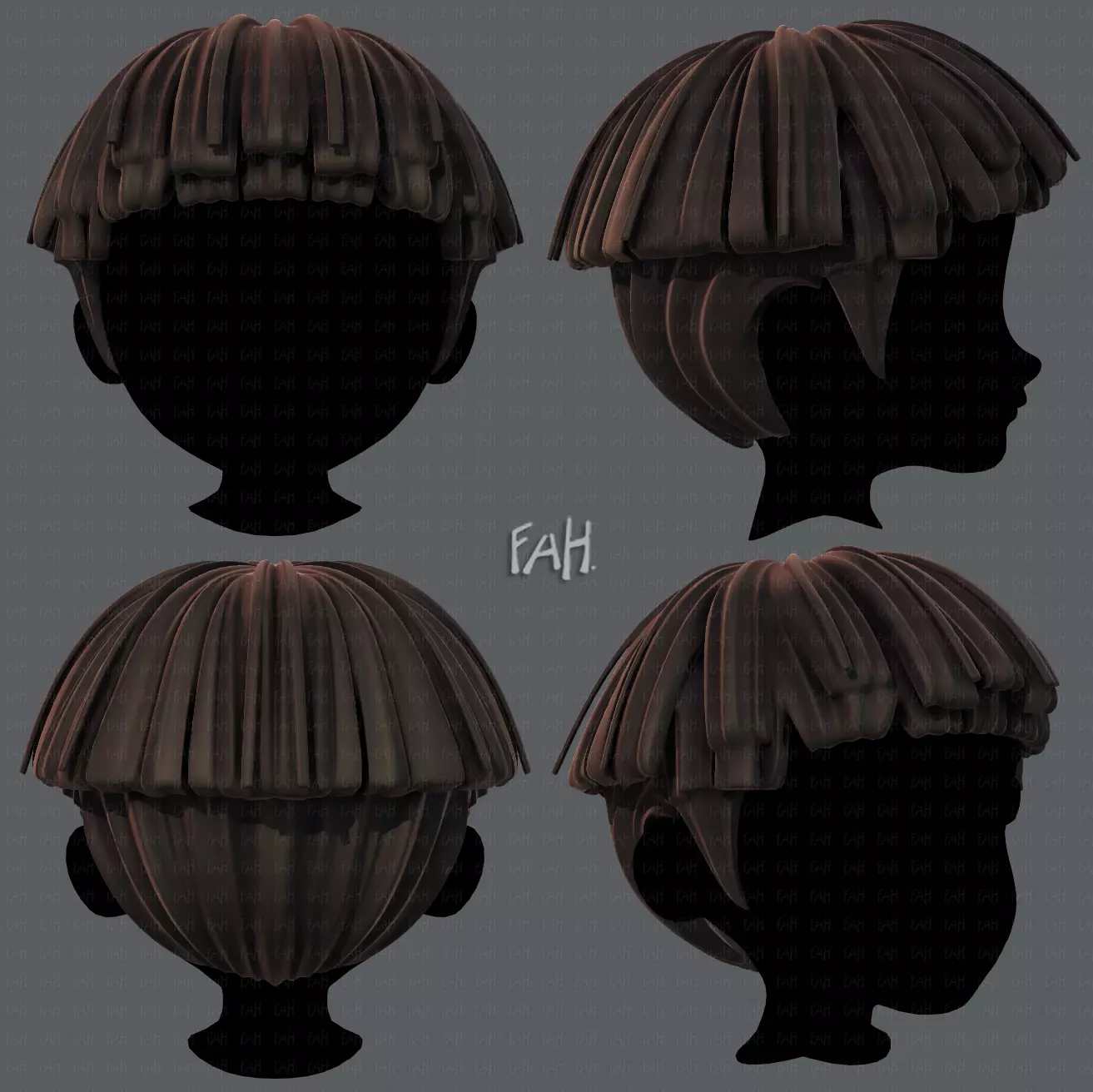 3D Hair style for boy V54 Low-poly 3D model_0