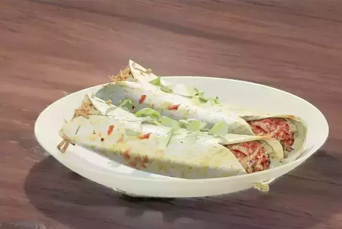 A photo realistic chicken burrito