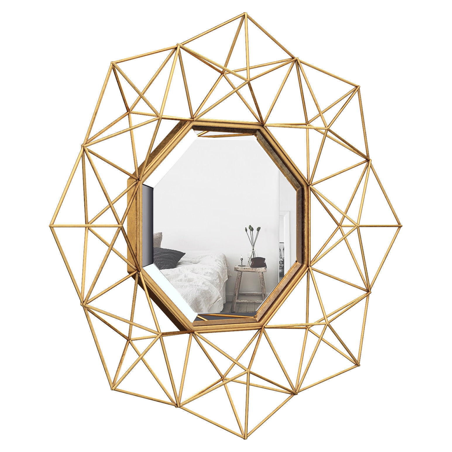 Transitional Metal Frame Accent Wall Mirror WRLO1960 3D model_1