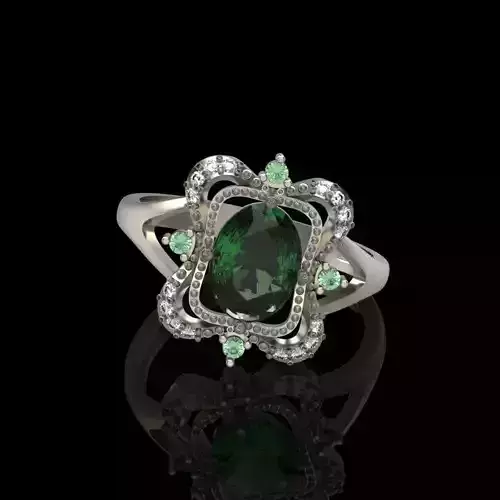 Women ring with gems 3dm stl vintage 3D print model  Women ring with gems 3dm stl vintage 3D print model