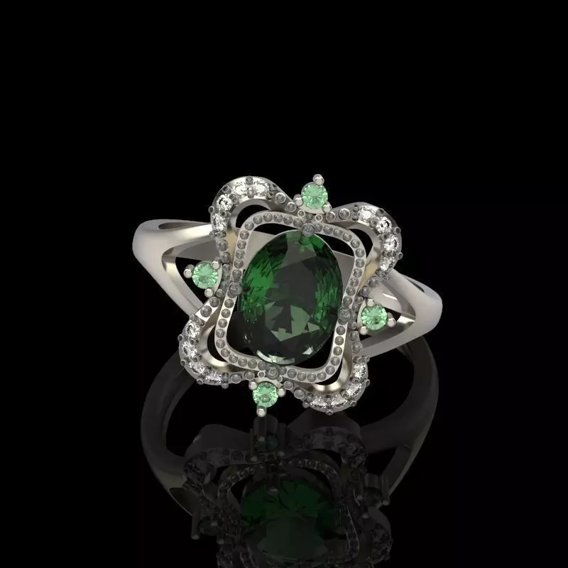 Women ring with gems 3dm stl vintage 3D print model_0