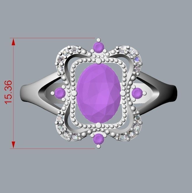 Women ring with gems 3dm stl vintage 3D print model_25