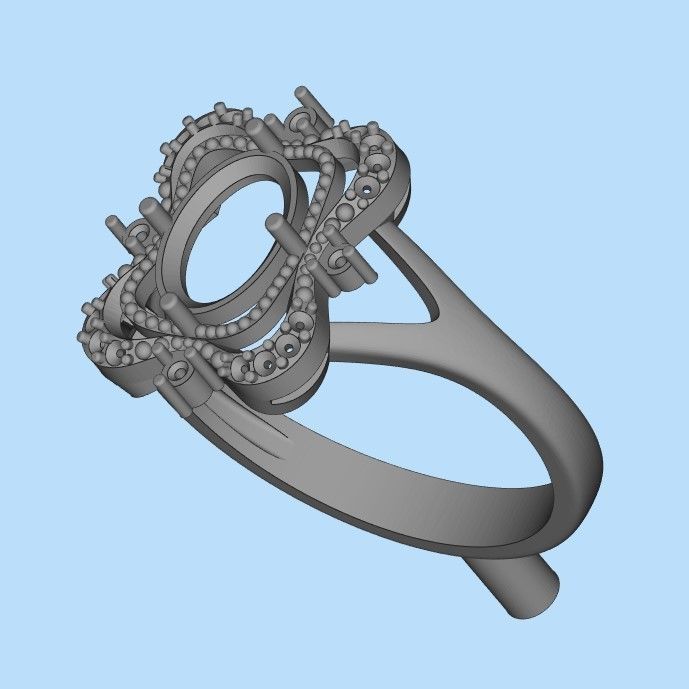Women ring with gems 3dm stl vintage 3D print model_29