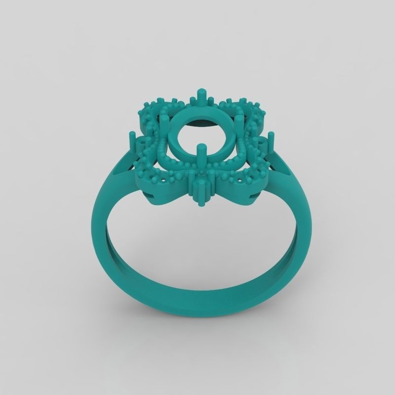 Women ring with gems 3dm stl vintage 3D print model_12