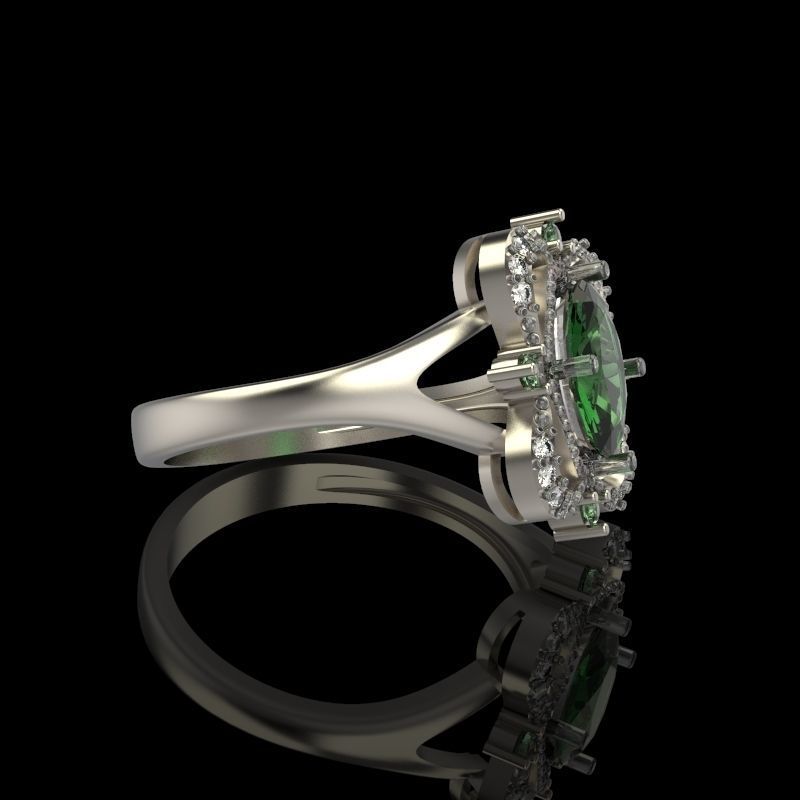 Women ring with gems 3dm stl vintage 3D print model_8