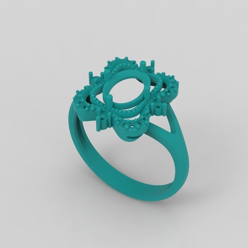 Women ring with gems 3dm stl vintage 3D print model_14