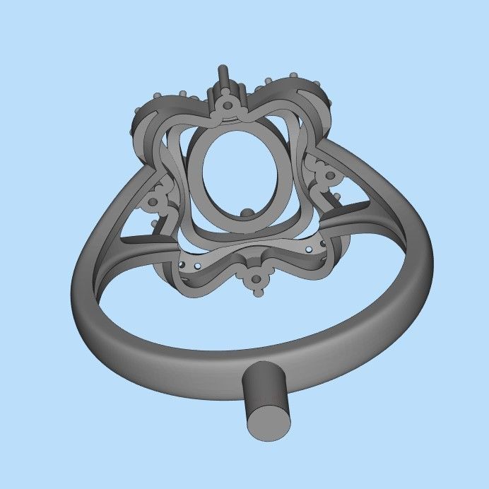 Women ring with gems 3dm stl vintage 3D print model_32