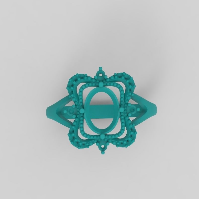 Women ring with gems 3dm stl vintage 3D print model_16