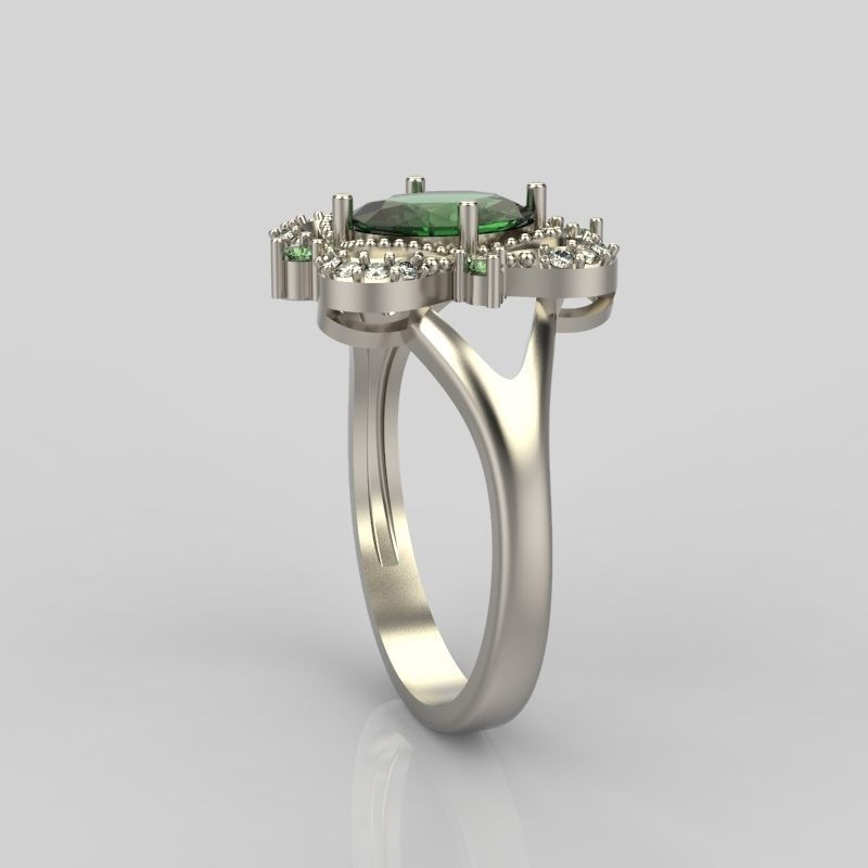 Women ring with gems 3dm stl vintage 3D print model_11