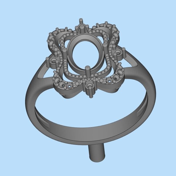Women ring with gems 3dm stl vintage 3D print model_28