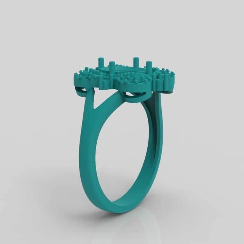 Women ring with gems 3dm stl vintage 3D print model_18