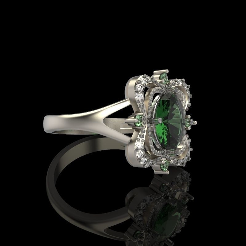 Women ring with gems 3dm stl vintage 3D print model_6