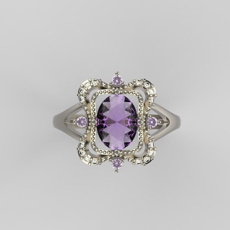 Women ring with gems 3dm stl vintage 3D print model_22