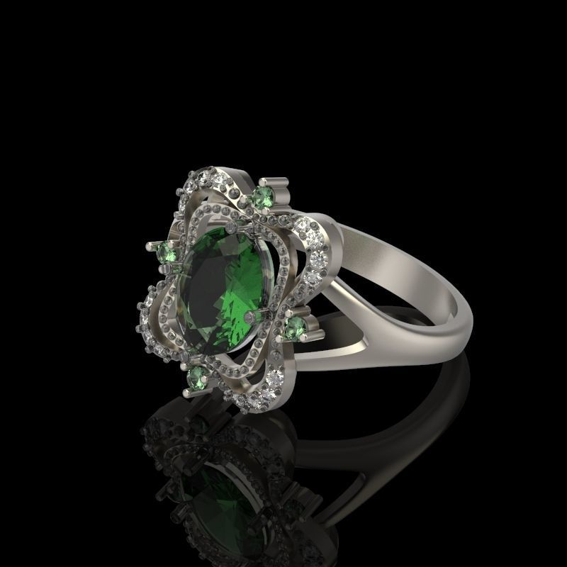 Women ring with gems 3dm stl vintage 3D print model_2