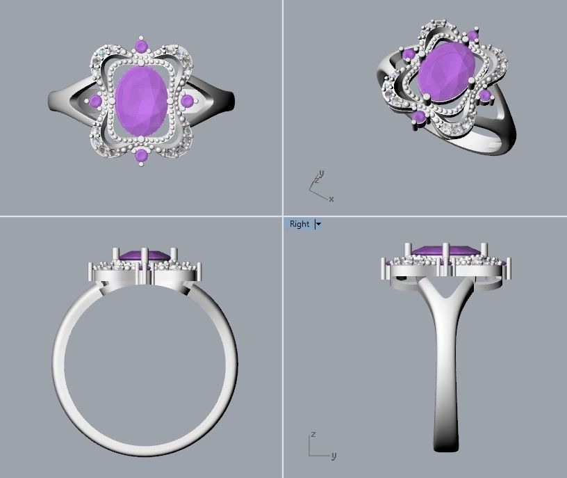 Women ring with gems 3dm stl vintage 3D print model_23