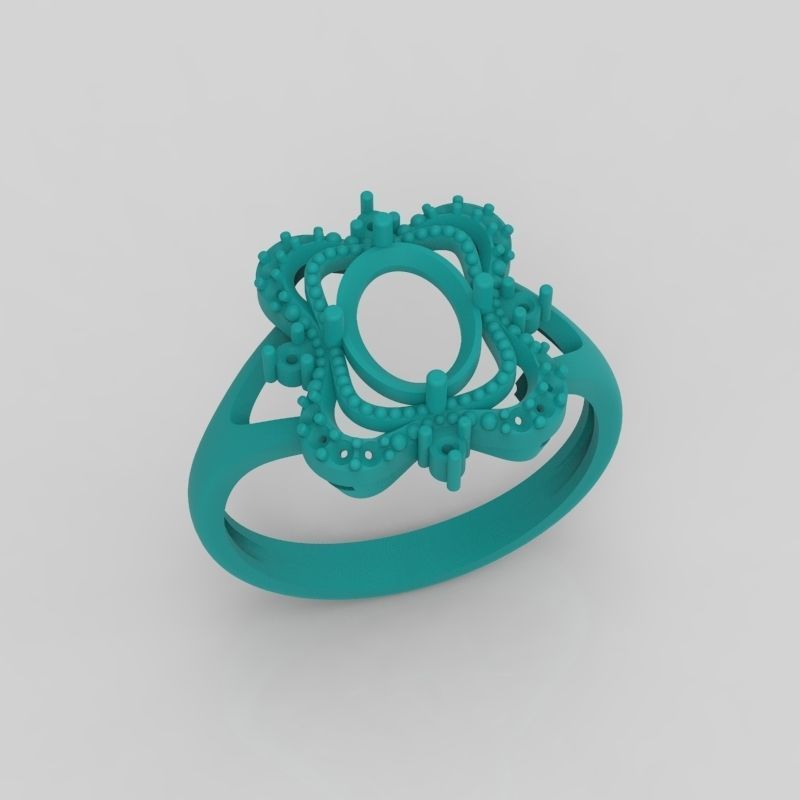 Women ring with gems 3dm stl vintage 3D print model_10