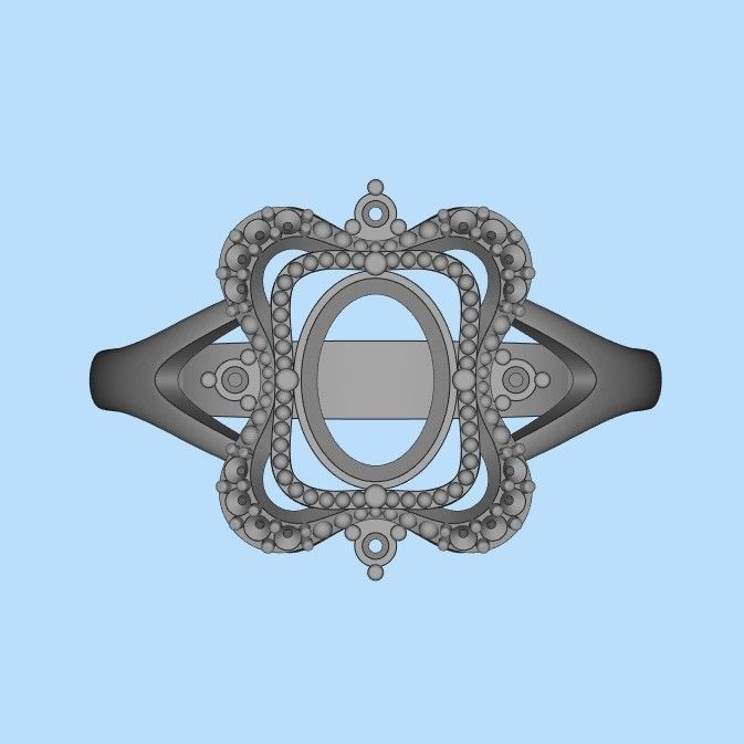 Women ring with gems 3dm stl vintage 3D print model_30