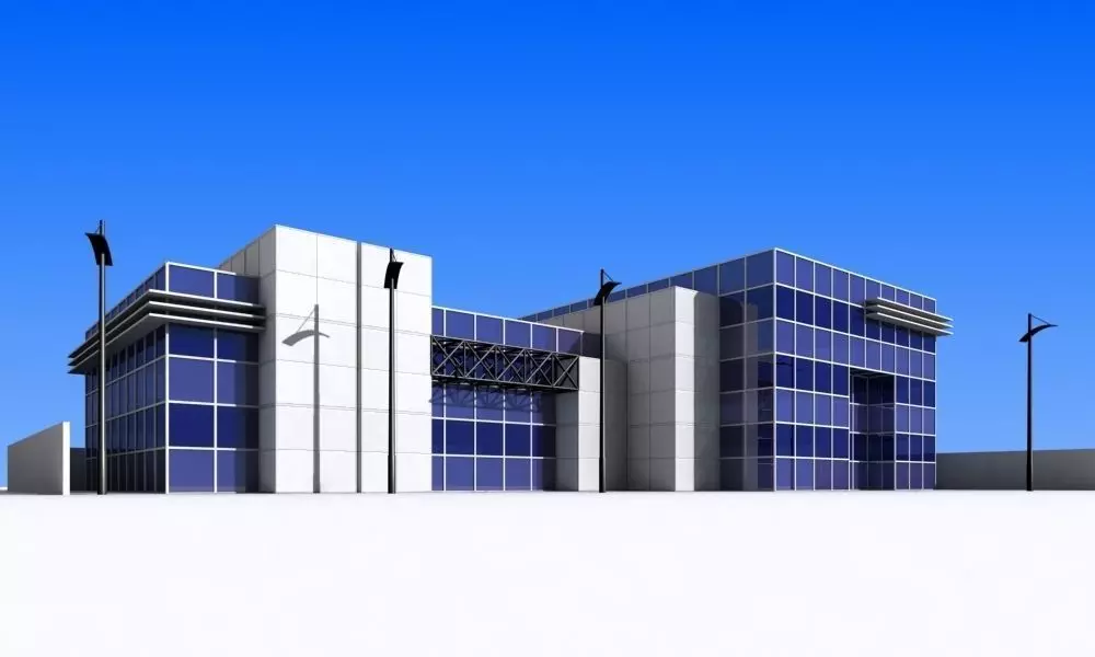 Office Building Low-poly 3D model_0