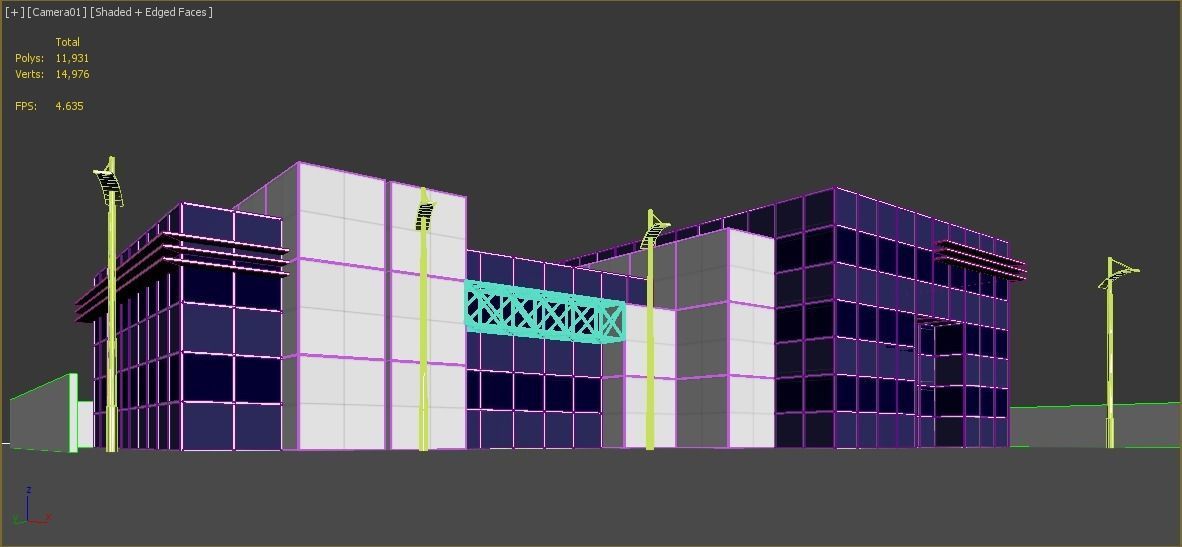 Office Building Low-poly 3D model_3