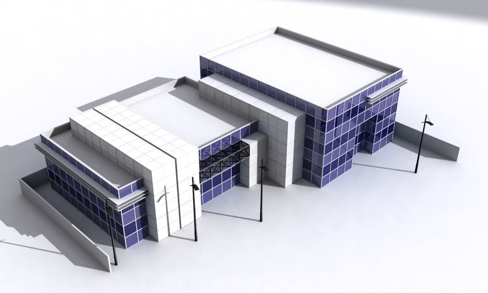 Office Building Low-poly 3D model_1