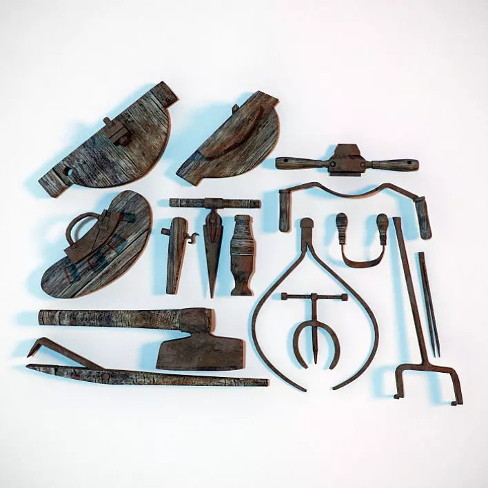 Assorted Coopers Tool Antique Hand Tools 3D model_0