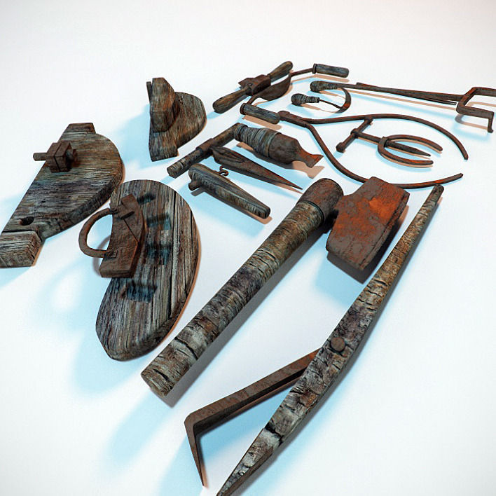 Assorted Coopers Tool Antique Hand Tools 3D model_3