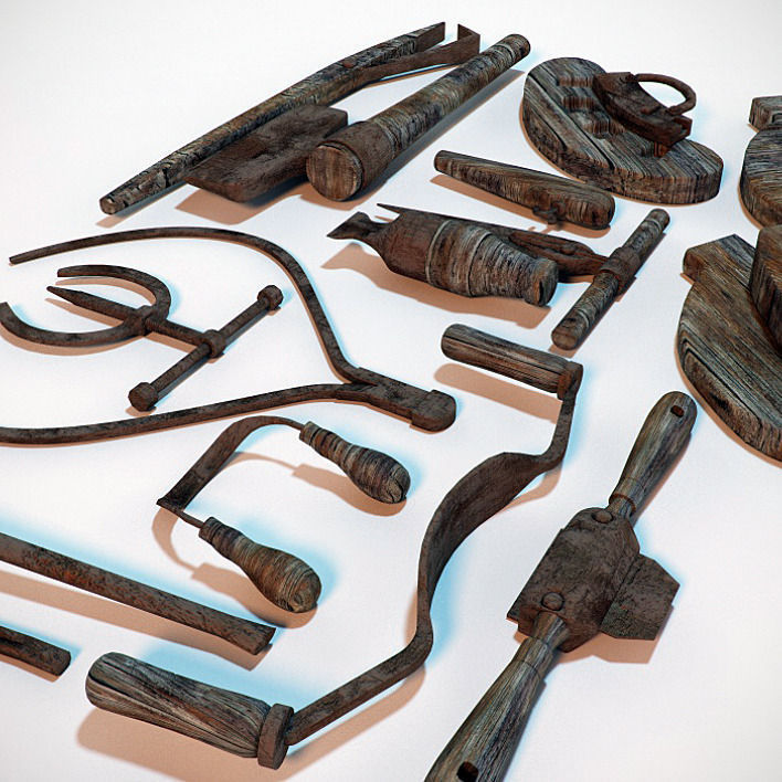 Assorted Coopers Tool Antique Hand Tools 3D model_1