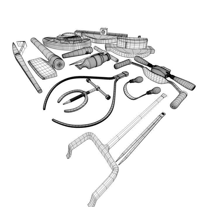 Assorted Coopers Tool Antique Hand Tools 3D model_9