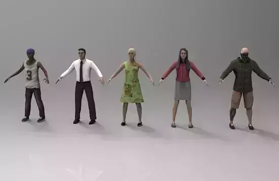 Low Poly urban human models Pack 