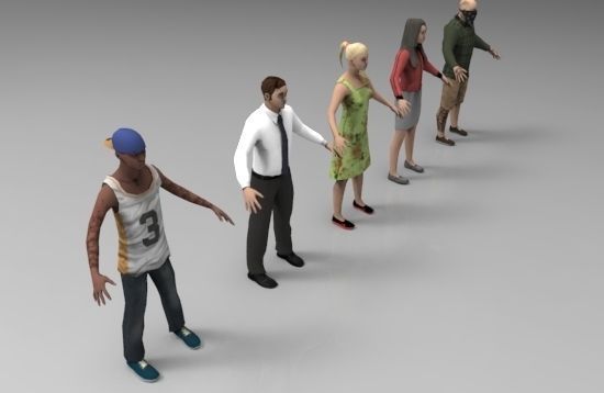 Low Poly urban human models Pack Low-poly 3D model_1