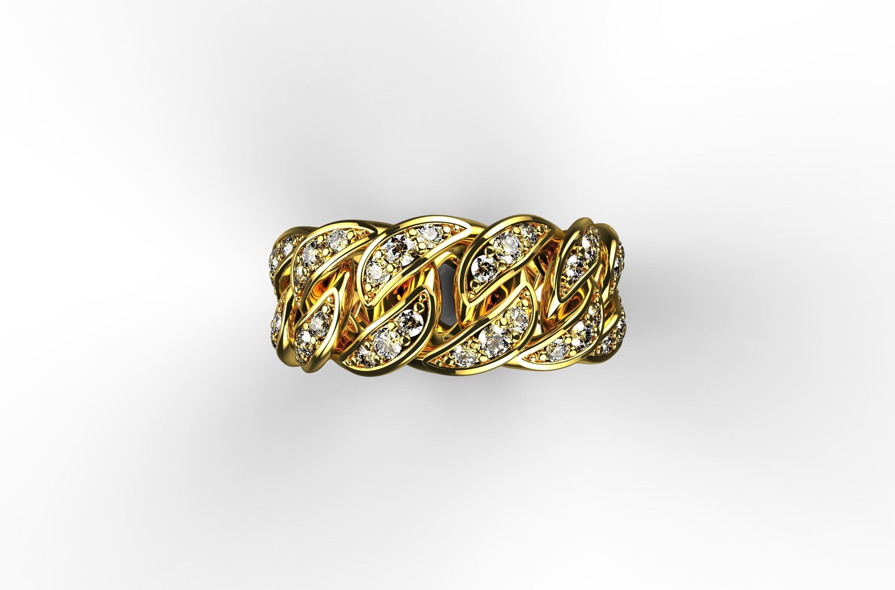 Diamond Cuban Ring N3 3D print model_3