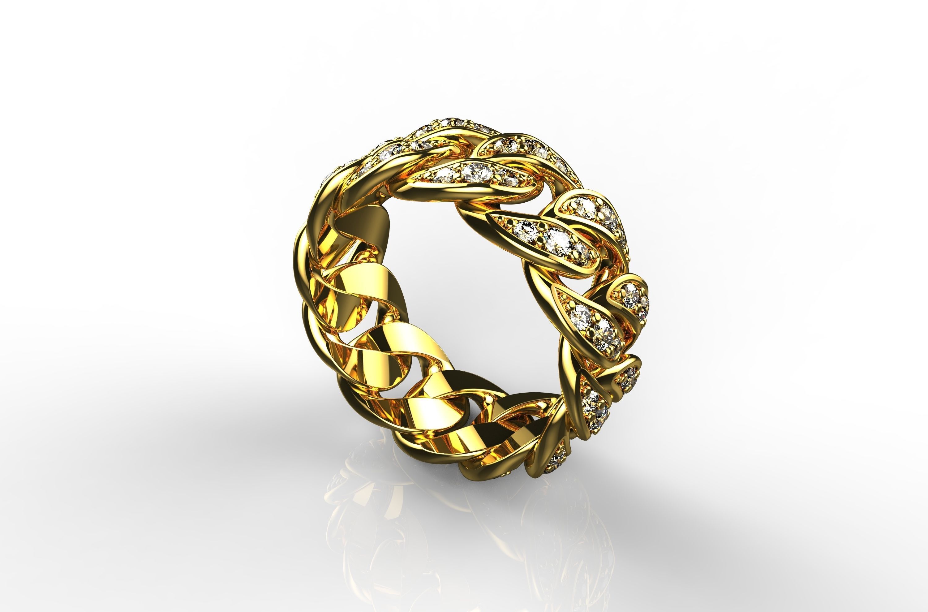 Diamond Cuban Ring N3 3D print model_2