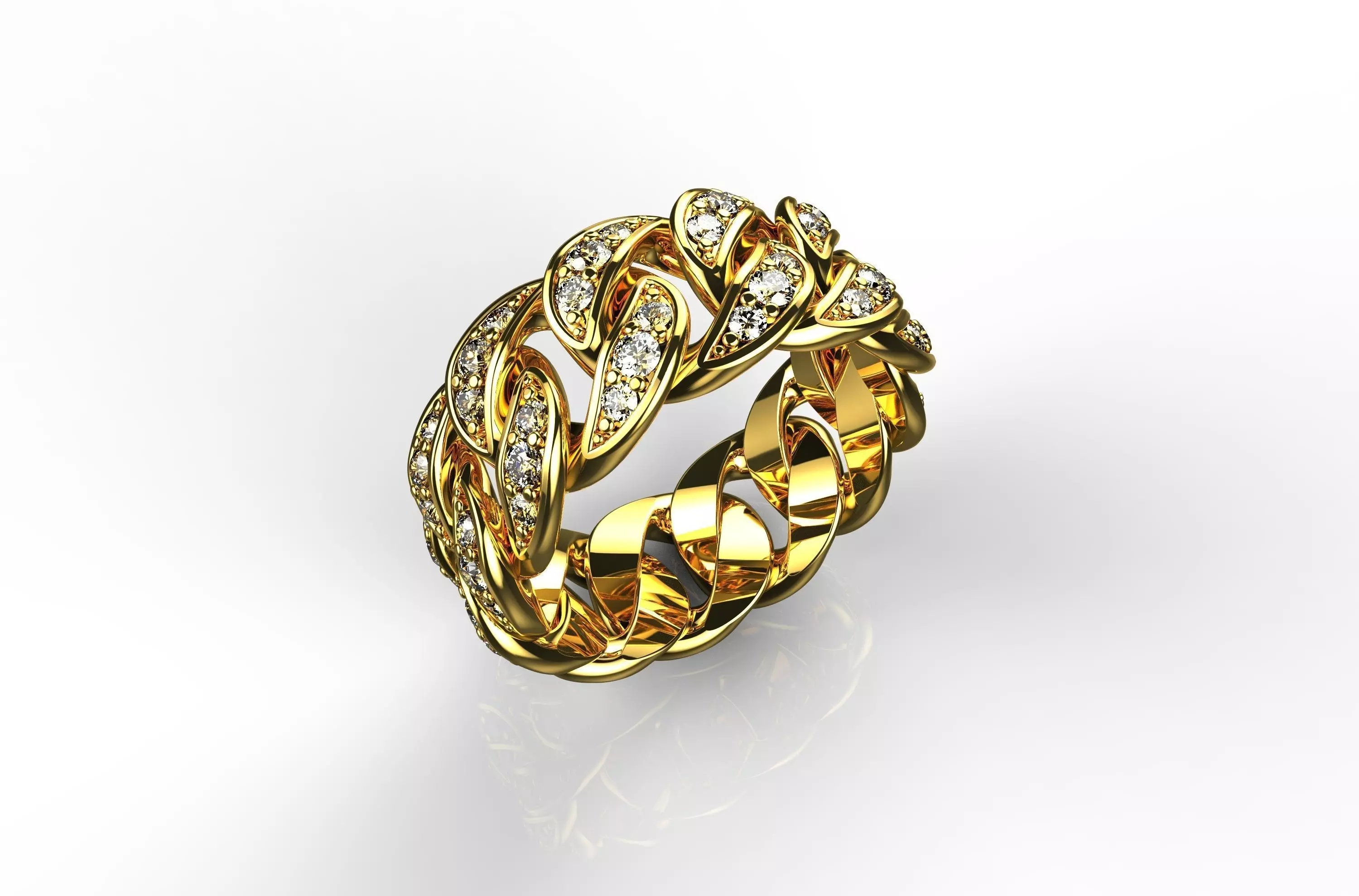 Diamond Cuban Ring N3 3D print model_0