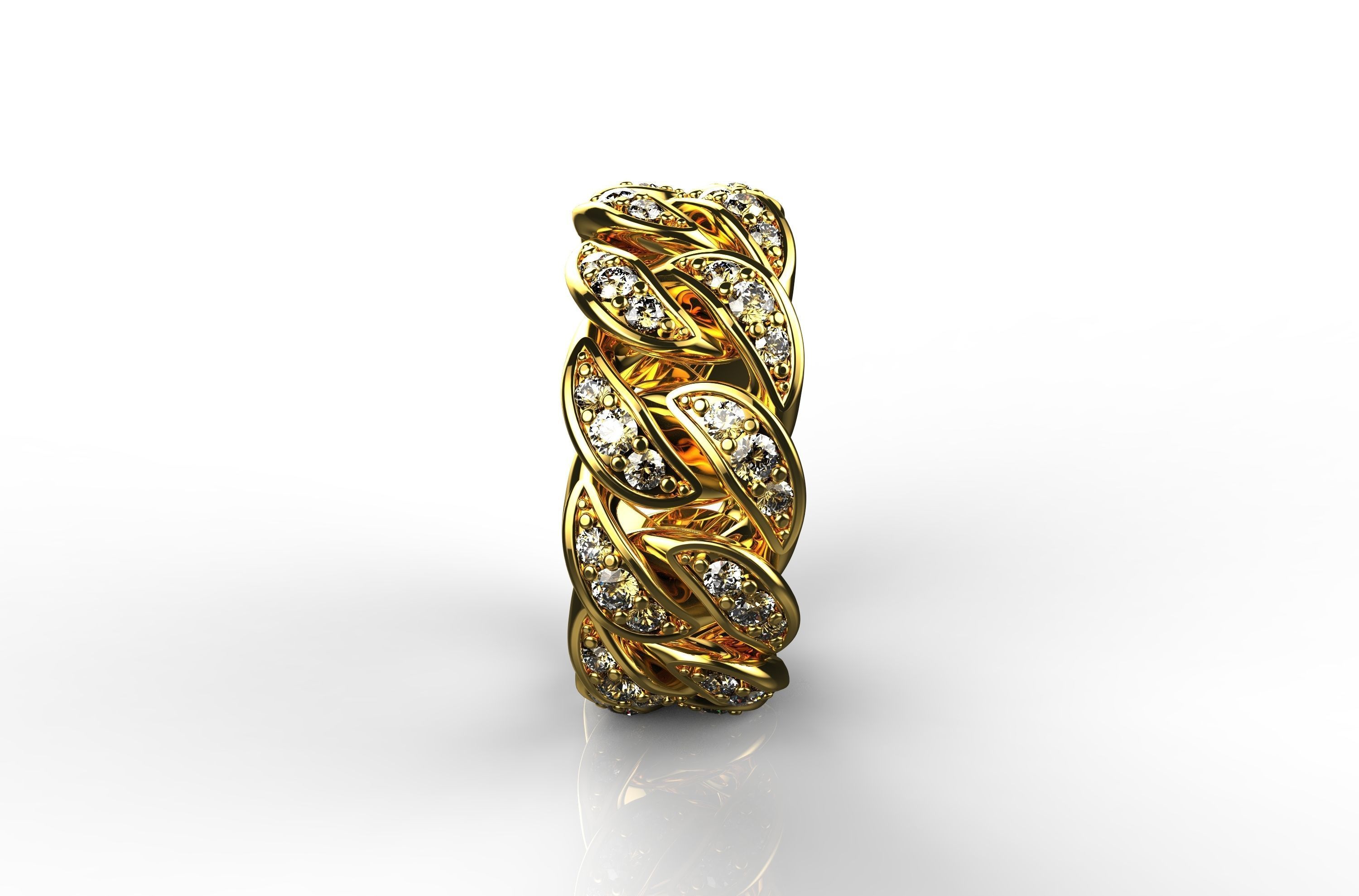Diamond Cuban Ring N3 3D print model_4