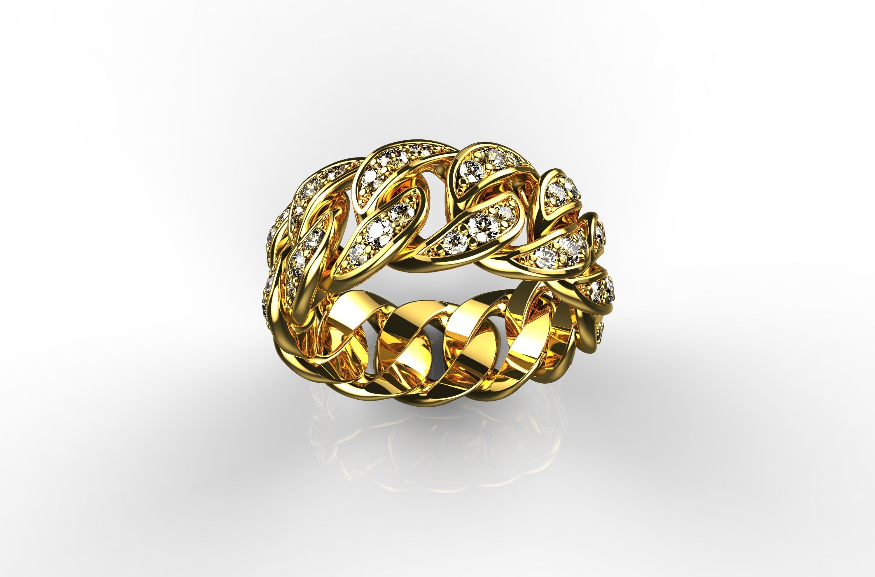Diamond Cuban Ring N3 3D print model_1