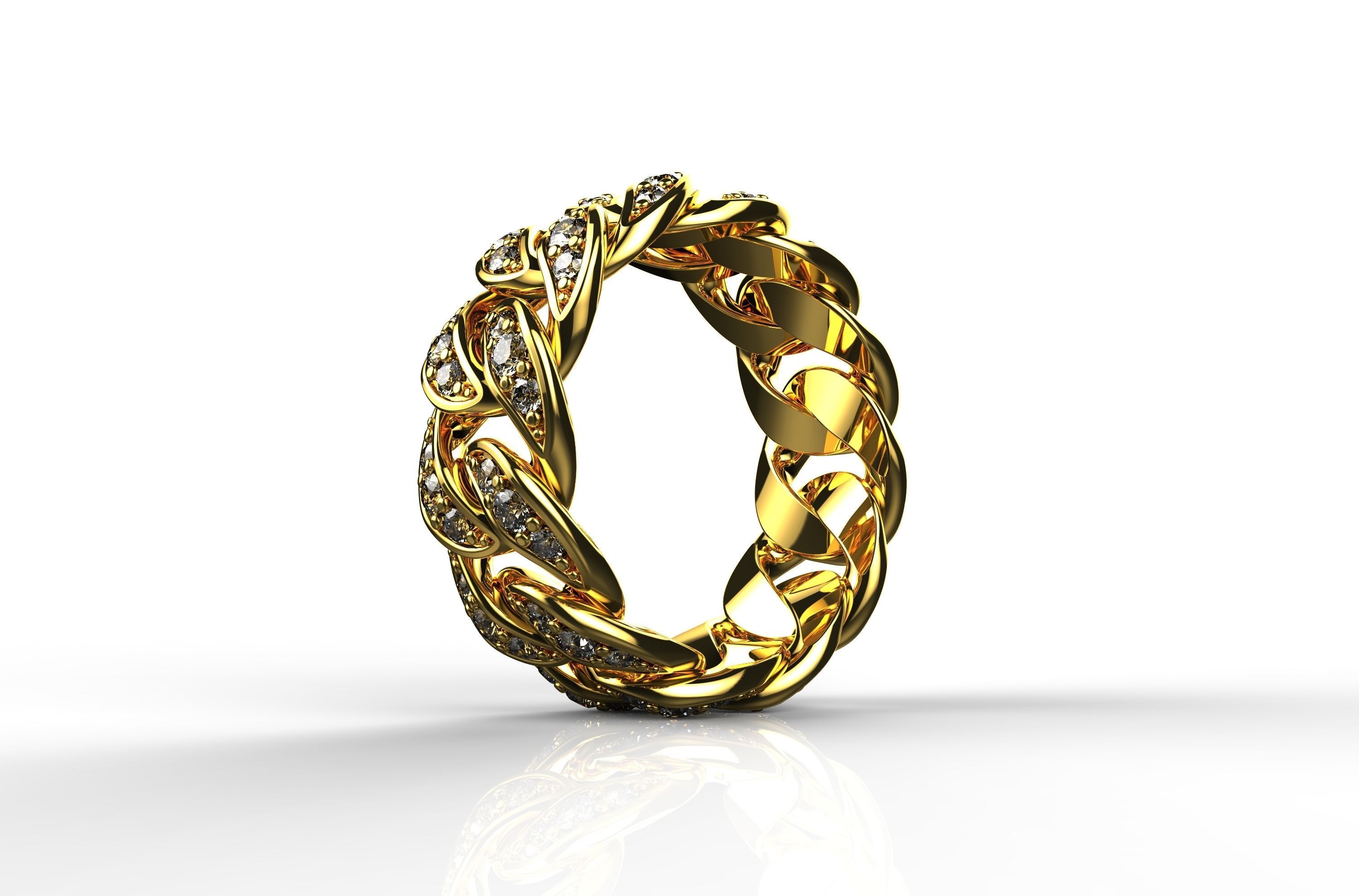 Diamond Cuban Ring N3 3D print model_5