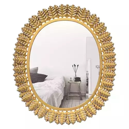 Metal mirror with gold leaf decor 56962240
