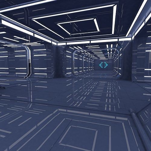 Sci fi Corridor Low-poly 3D model