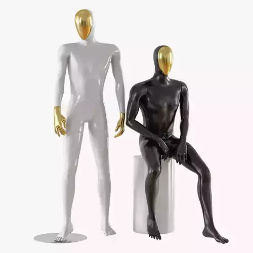 Abstract male mannequin gold face 23 3D model