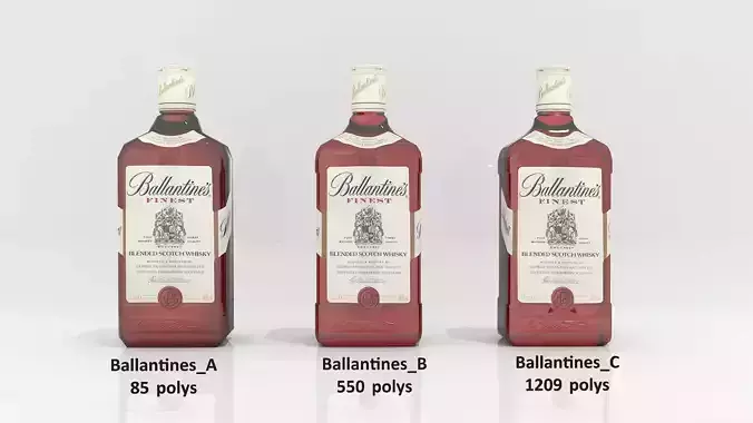 3D Ballantines Bottle Low-poly 3D model