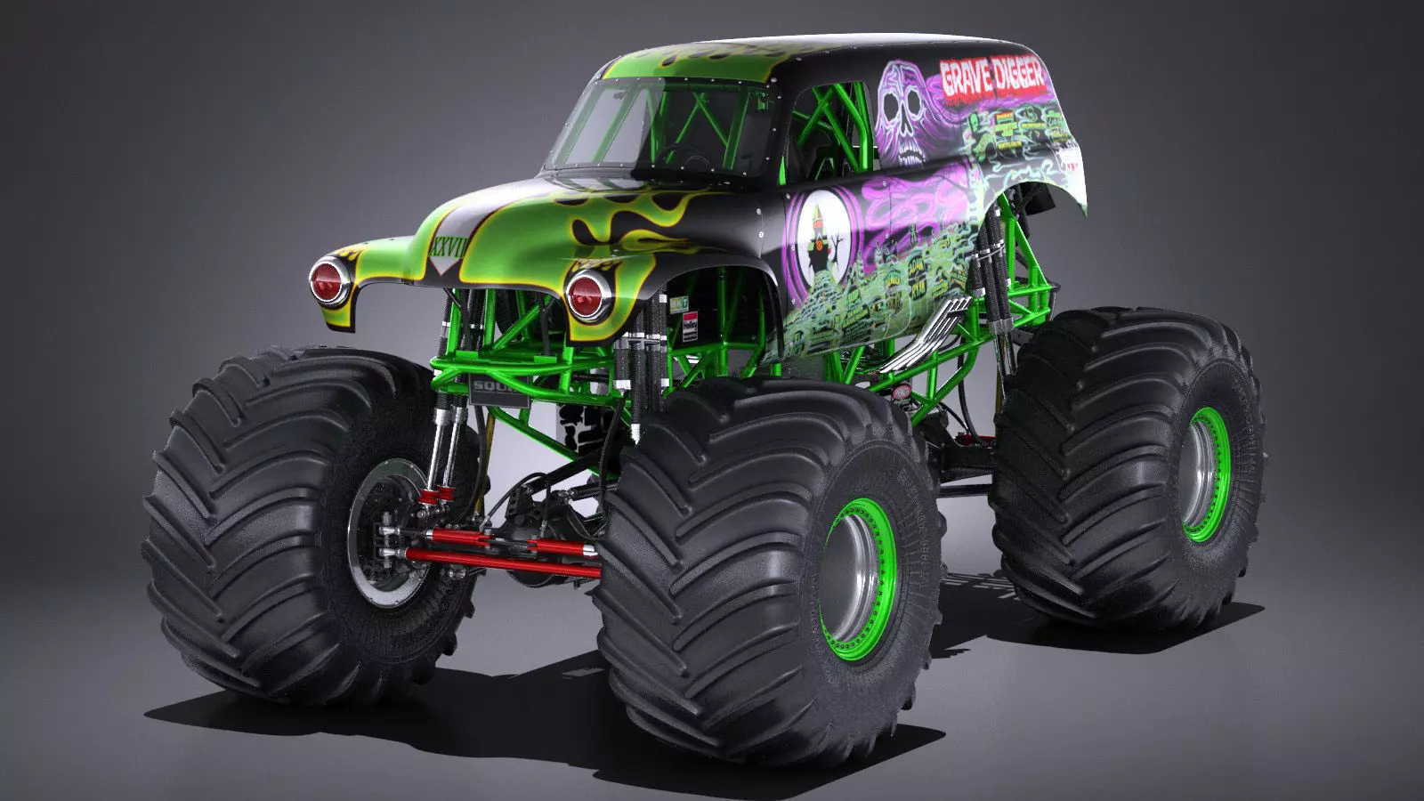Grave Digger Monster Truck 3D model_0